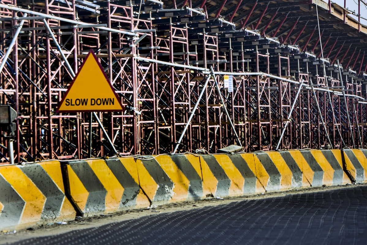 Yellow And Black Road Concrete Barrier